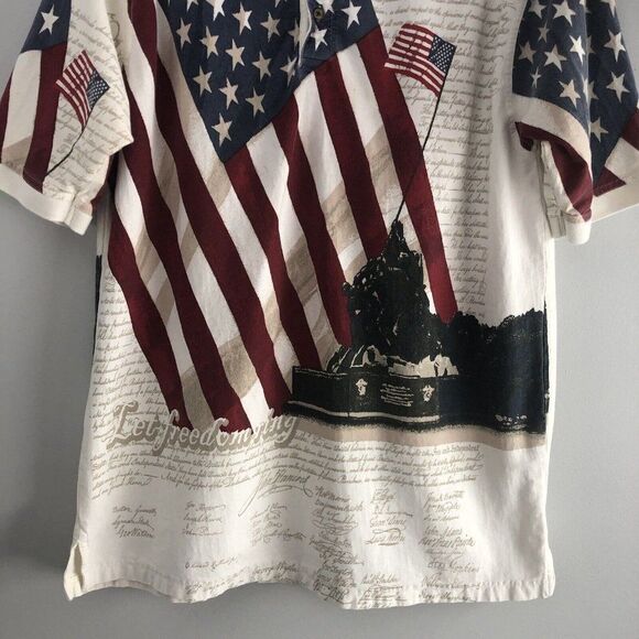 Cotton Traders Sport XLG American Flag Declaration of Independence Polo Shirt - Picture 3 of 12